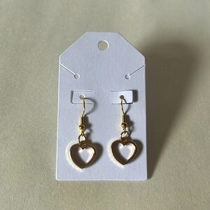 Gold Heart Dangle Earrings